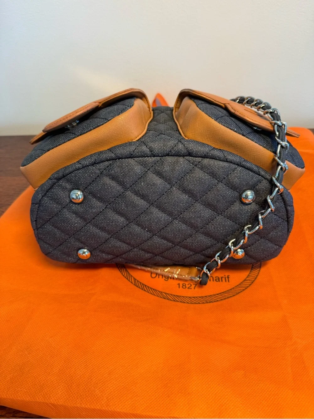 NWT Original by Sharif Quilted Denim Convertible Shopper/Crossbody/Backpack